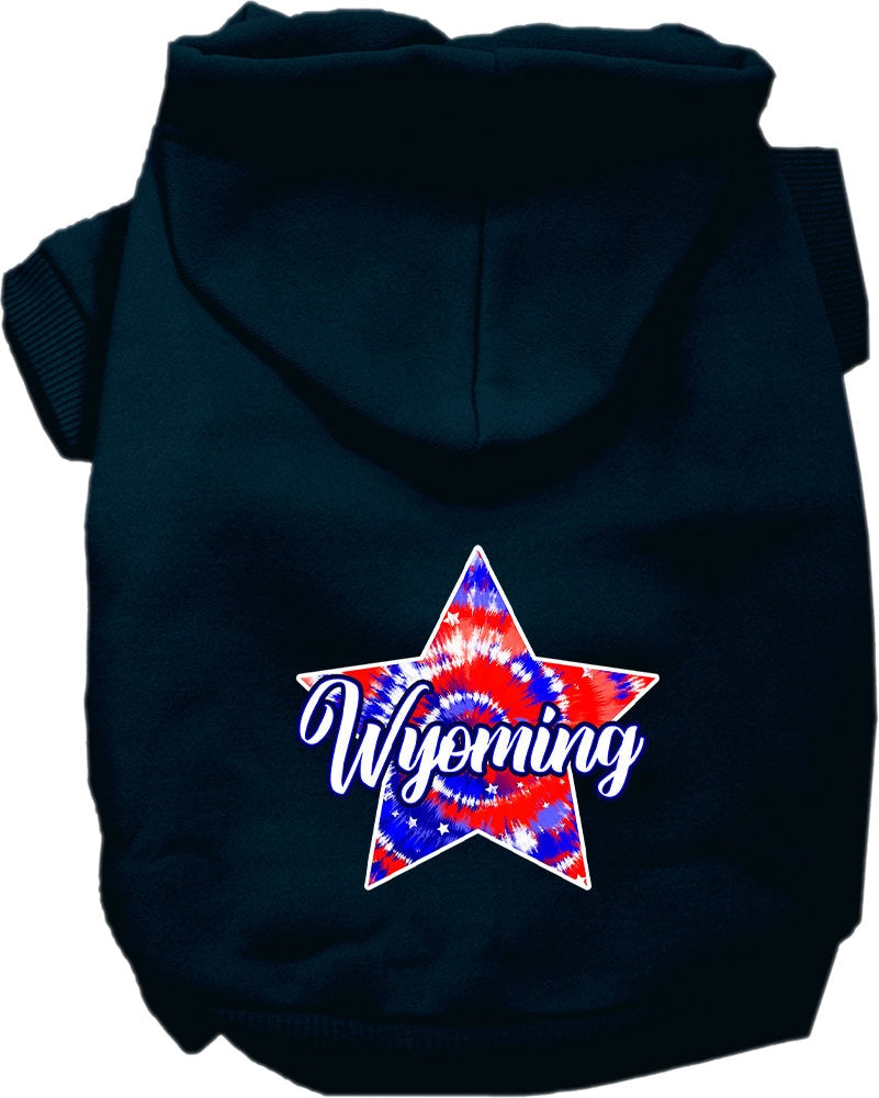 Pet Dog & Cat Screen Printed Hoodie for Small to Medium Pets (Sizes XS-XL), "Wyoming Patriotic Tie Dye"