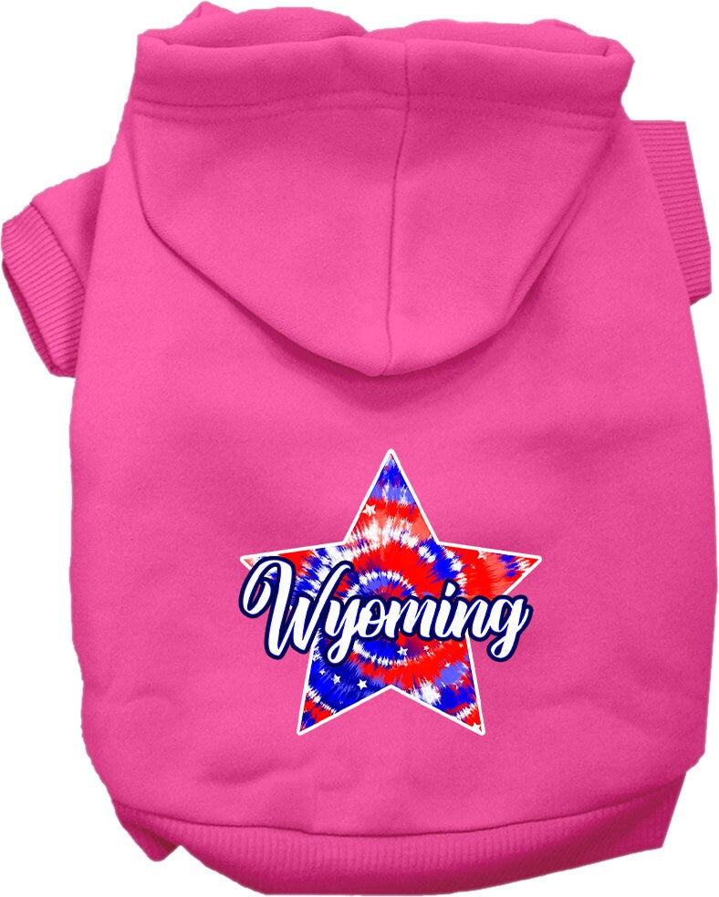 Pet Dog & Cat Screen Printed Hoodie for Small to Medium Pets (Sizes XS-XL), "Wyoming Patriotic Tie Dye"