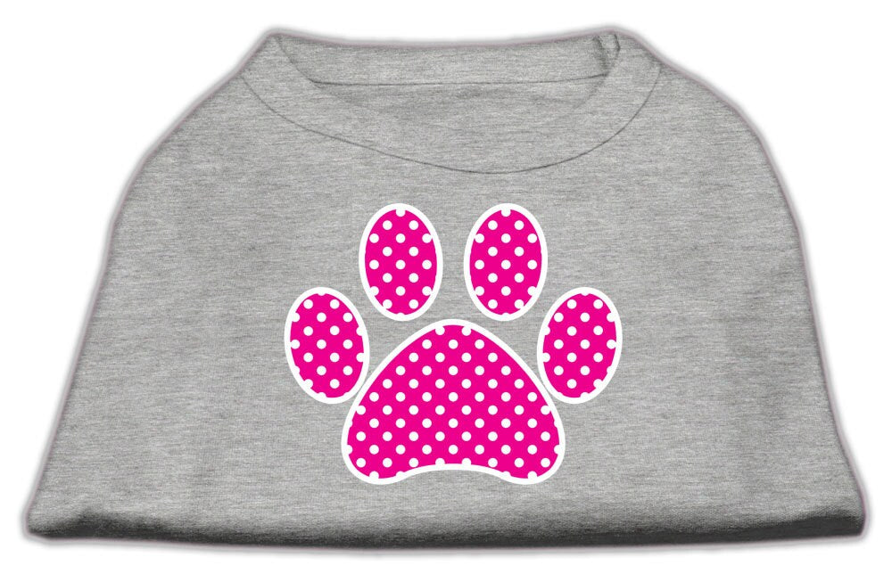 Pet Dog & Cat Shirt Screen Printed, "Pink Swiss Dot Paw"