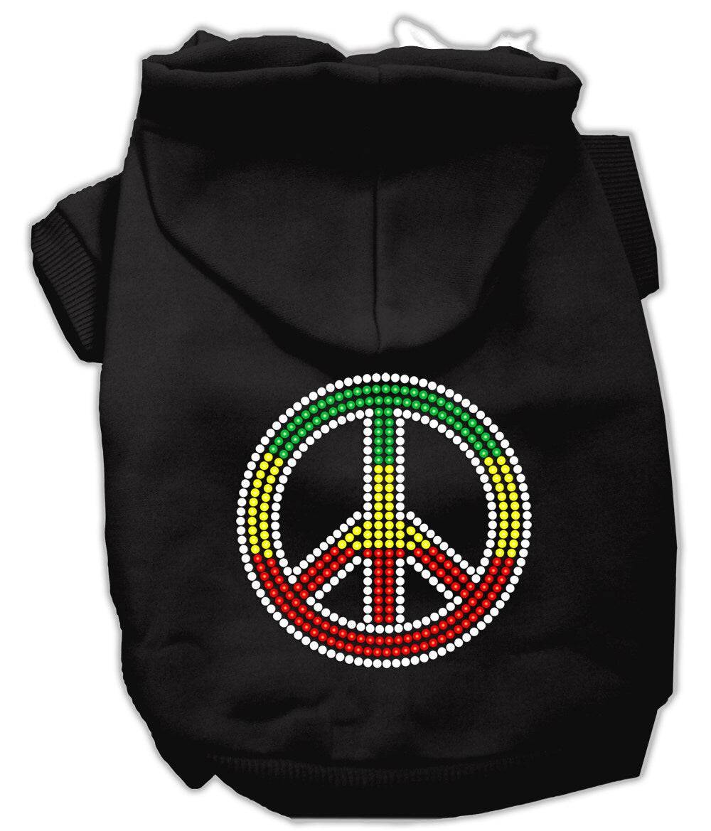 Pet, Dog & Cat Hoodie Rhinestone, "Rasta Peace Sign"