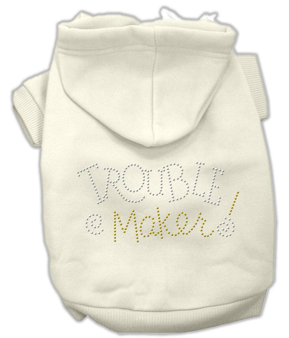 Pet, Dog & Cat Hoodie Rhinestone, "Trouble Maker"