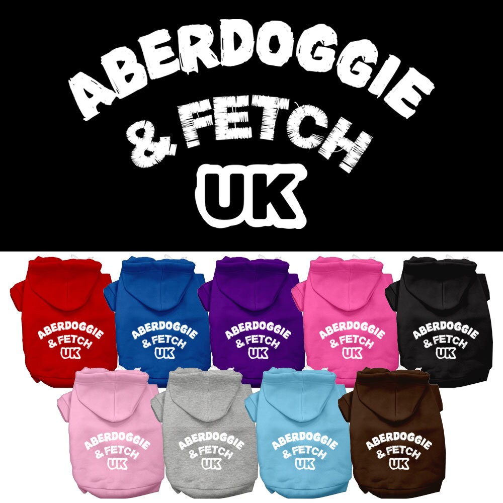 Pet Dog and Cat Hoodie Screen Printed, "Aberdoggie & Fetch UK"