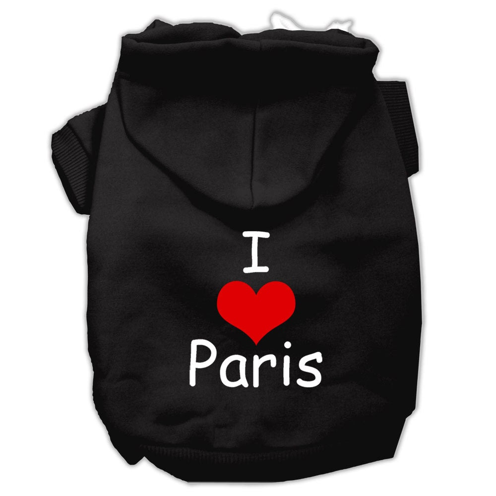 Pet, Dog & Cat Hoodie Screen Printed, "I Love Paris"