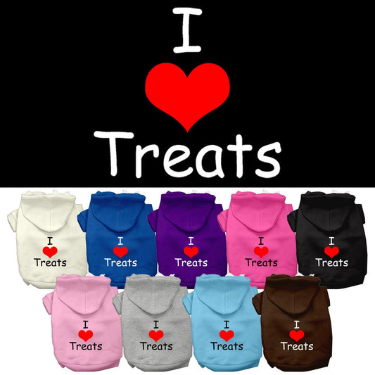 Pet, Dog & Cat Hoodie Screen Printed, "I Love Treats"