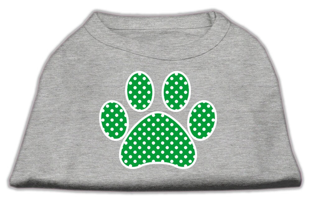 Pet Dog & Cat Shirt Screen Printed, "Swiss Dot Green Paw"