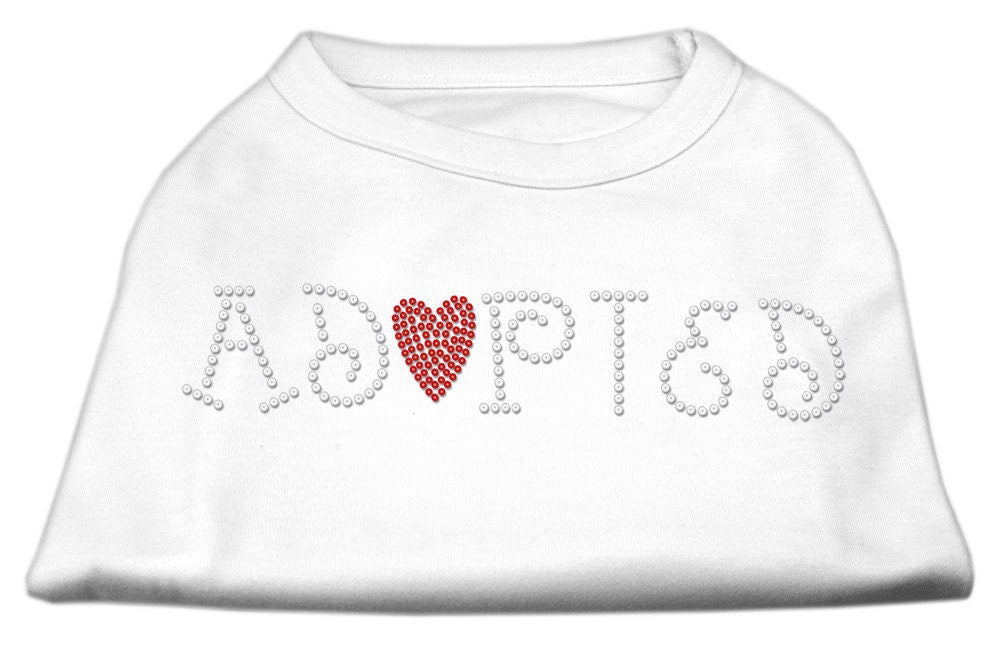 Pet Dog & Cat Shirt Rhinestone, "Adopted"