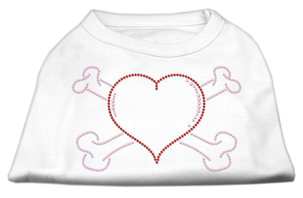 Pet Dog and Cat Shirt Rhinestone, "Heart & Crossbones"