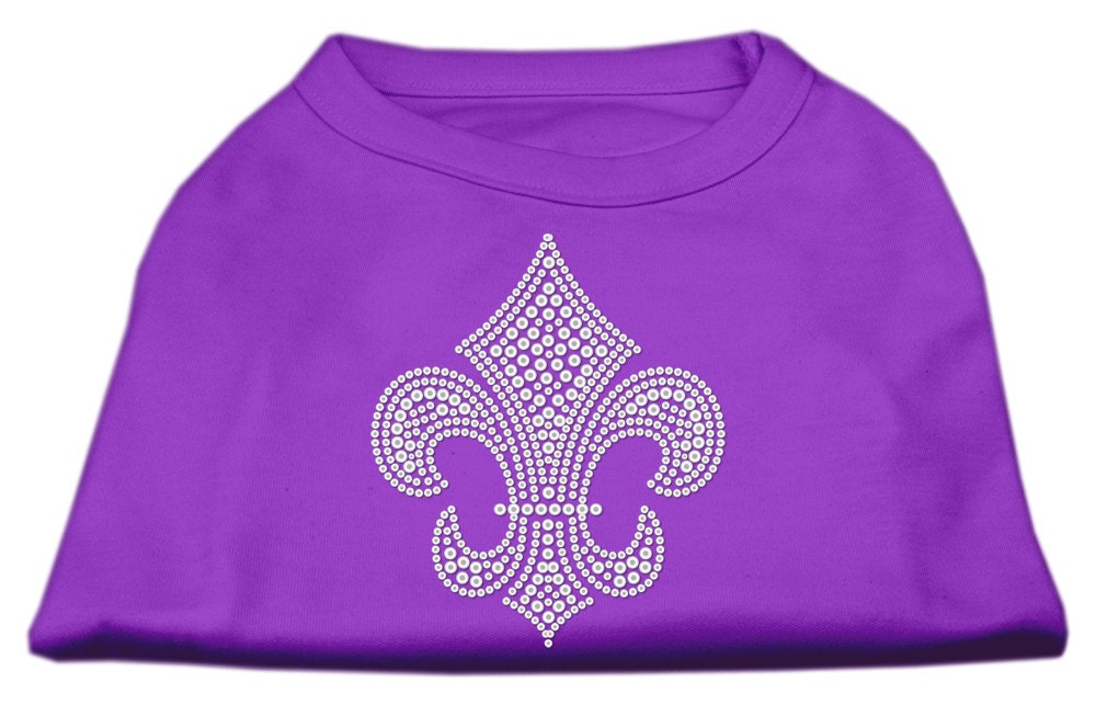 Pet Dog & Cat Shirt Rhinestone, "Silver Fleur De Lis"