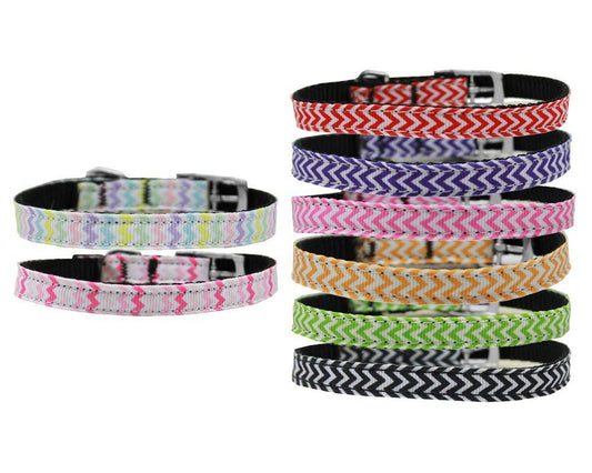 Pet, Dog & Cat Nylon Buckle Collars, 3/8" wide, "Chevrons"