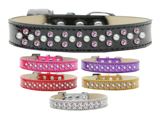 Dog, Puppy & Pet Ice Cream  Collar, "Pearl and Light Pink Crystal Rimsets Sprinkles"