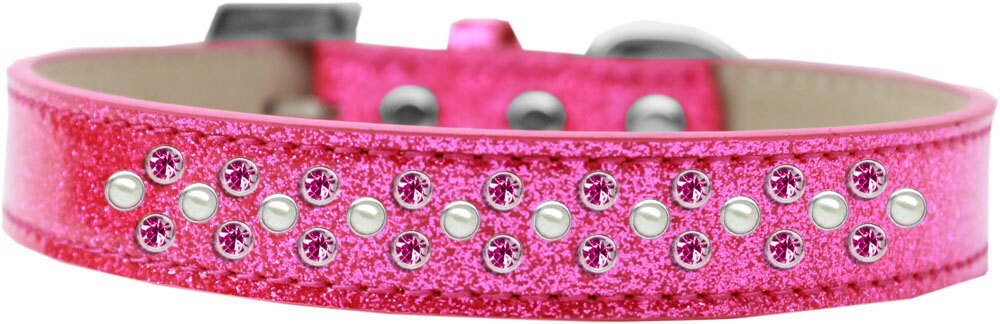 Dog, Puppy & Pet Ice Cream  Collar, "Pearl and Bright Pink Crystal Rimsets Sprinkles"