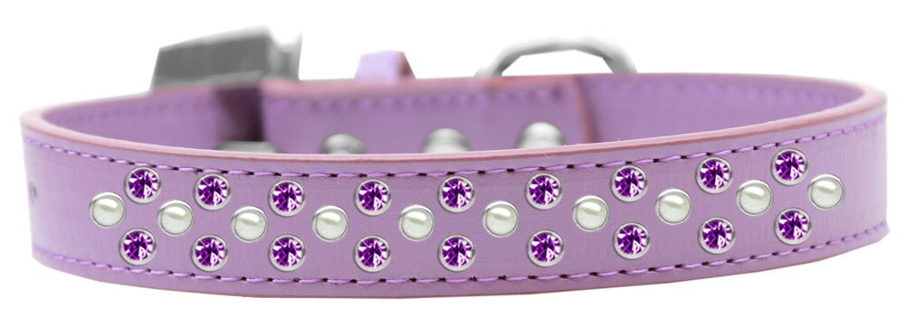 Dog, Puppy & Pet Fashion  Collar, "Pearl and Purple Crystal Rimsets Sprinkles"