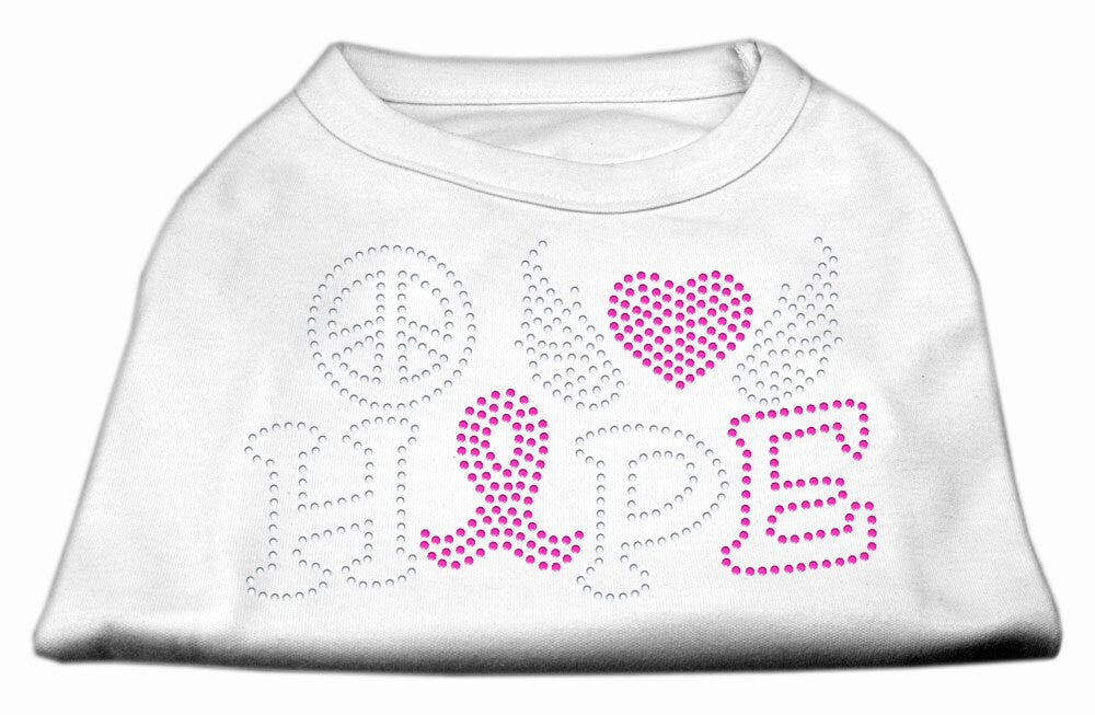 Pet Dog & Cat Shirt Rhinestone, "Peace Love Hope Breast Cancer Awareness"