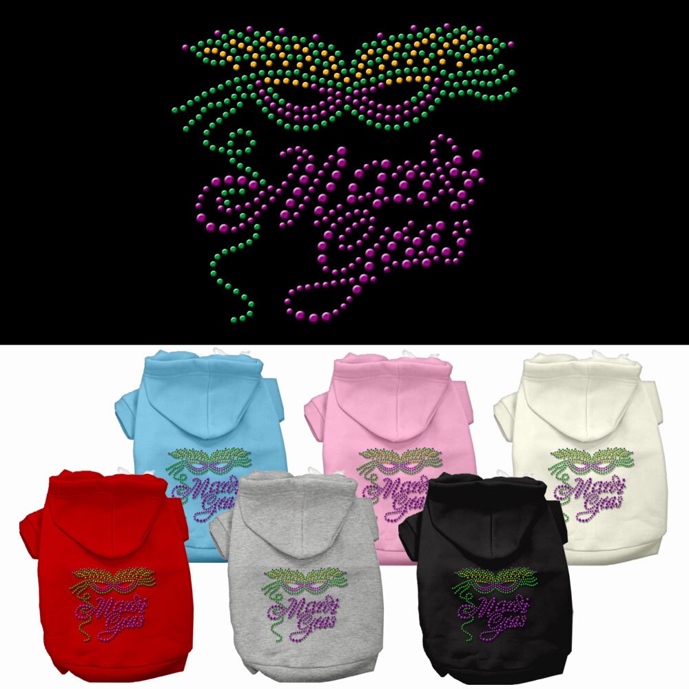 Pet, Dog & Cat Hoodie Rhinestone, "Mardi Gras"