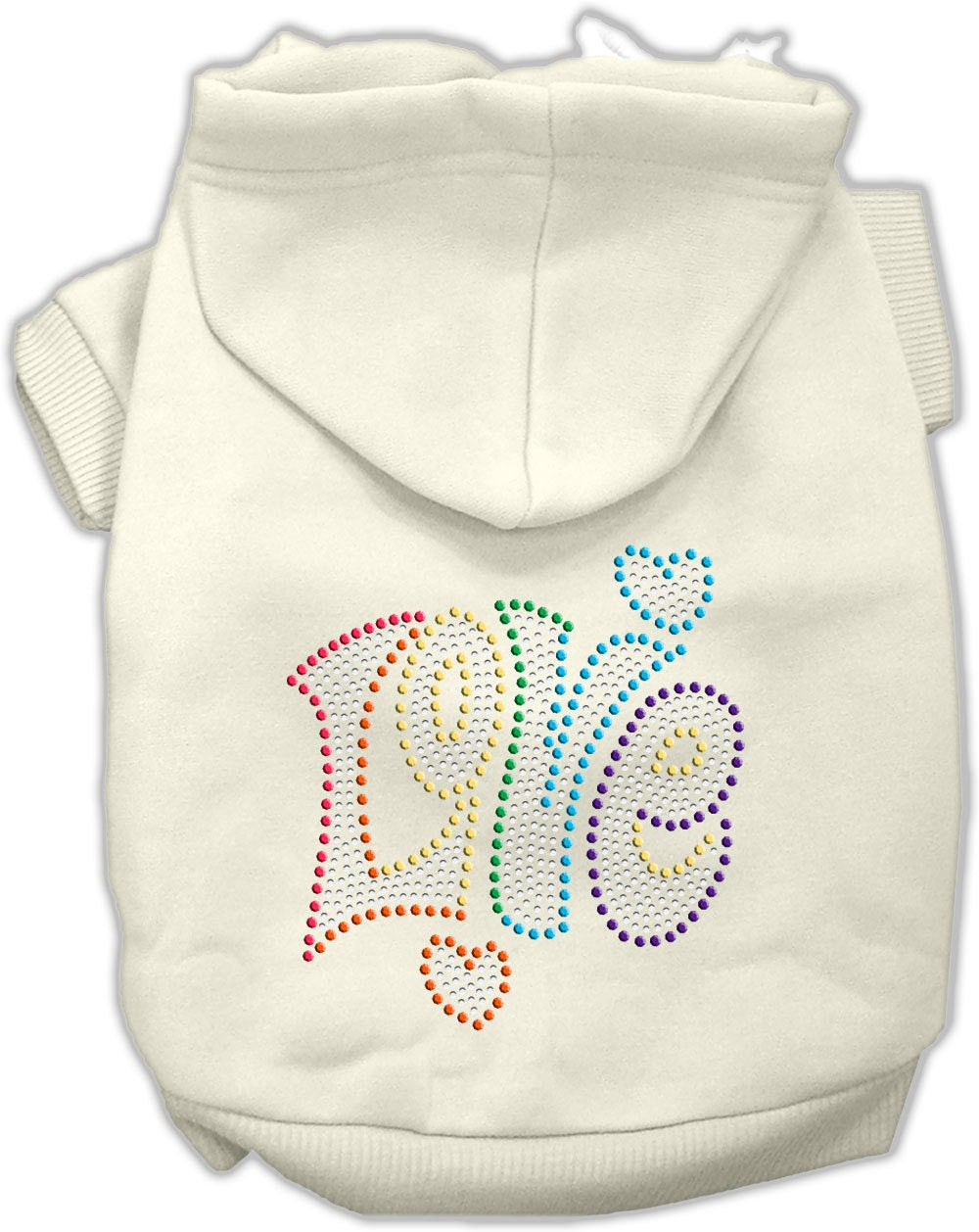 Pet, Dog & Cat Hoodie Rhinestone, "Technicolor Love"